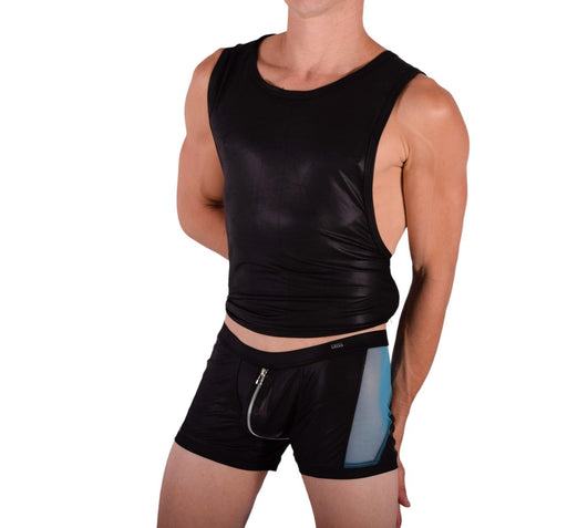 Gregg Homme Reckless Zipper Leather-Look Boxer Briefs Black/Red
