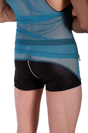 Medium Gregg Homme Reckless Zipper Tank Top and Boxer Black & Blue 140702 GT2 - SexyMenUnderwear.com