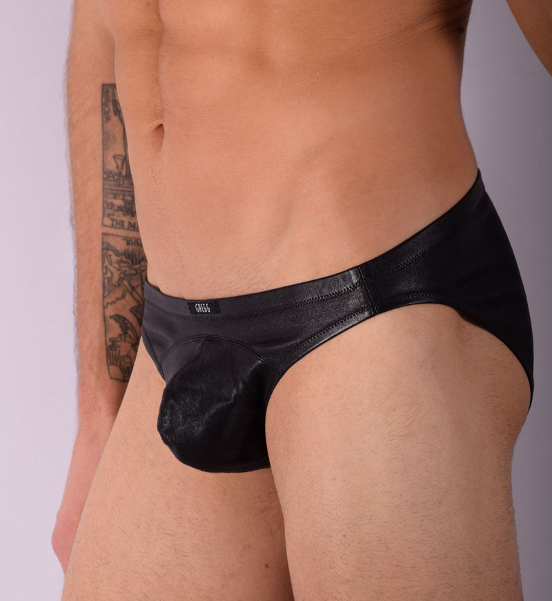 Medium Gregg Homme Stretch Italian Leather Briefs Black 262103 91 - SexyMenUnderwear.com