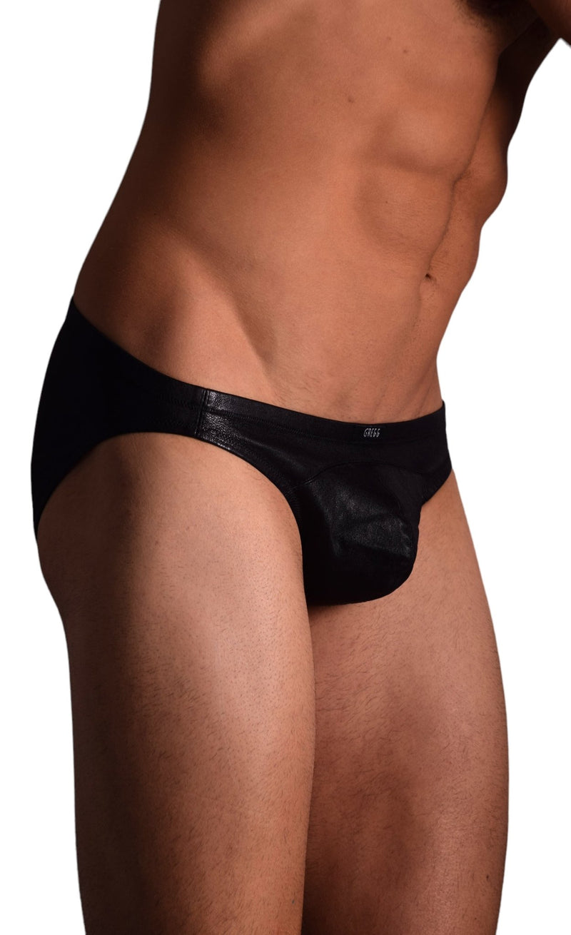 Medium Gregg Homme Stretch Italian Leather Briefs Black 262103 91 - SexyMenUnderwear.com