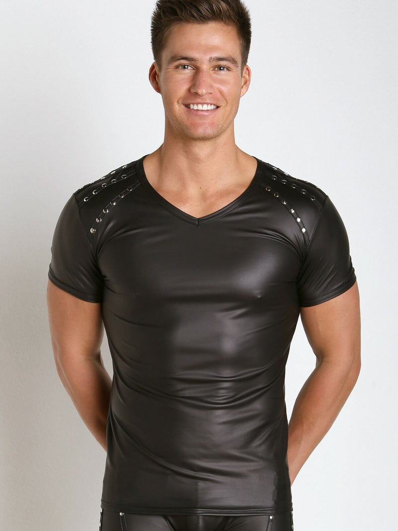MEDIUM Gregg Homme T-shirt Lure Leather-Look Shirt 130507 GT1 - SexyMenUnderwear.com