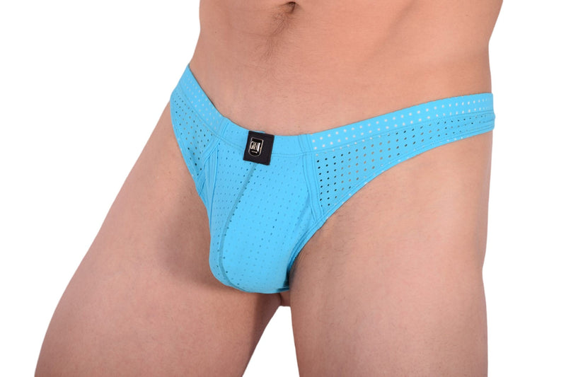 MEDIUM Gregg Homme Thong Drive Italian Mesh Aqua 142604 101 - SexyMenUnderwear.com
