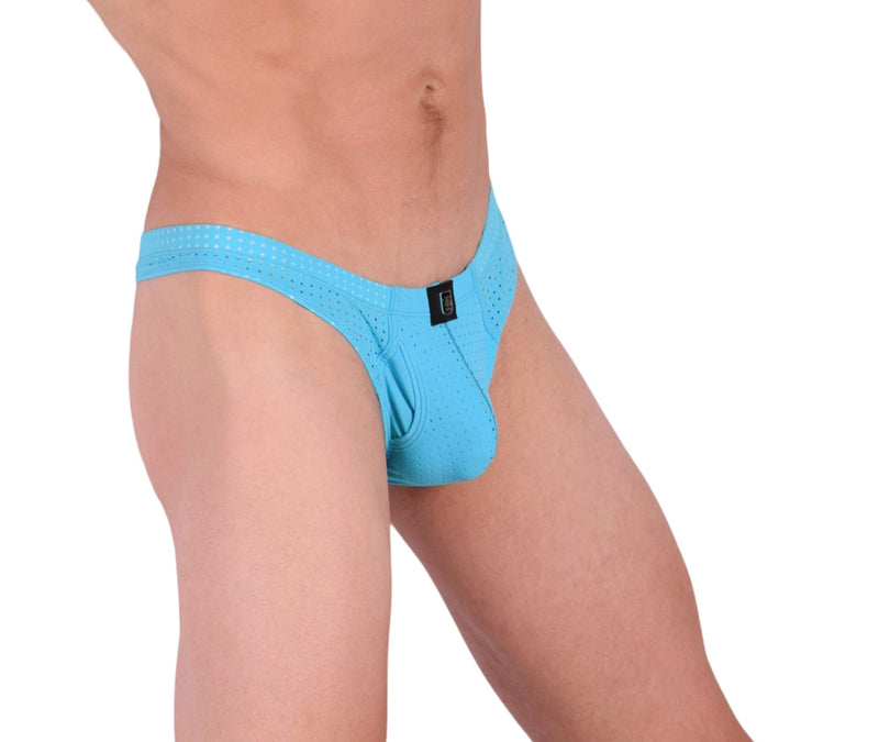 MEDIUM Gregg Homme Thong Drive Italian Mesh Aqua 142604 101 - SexyMenUnderwear.com