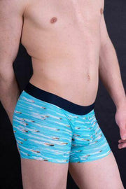 MEDIUM HOM Boxer Homme GEORGE Turquoise 1 - SexyMenUnderwear.com