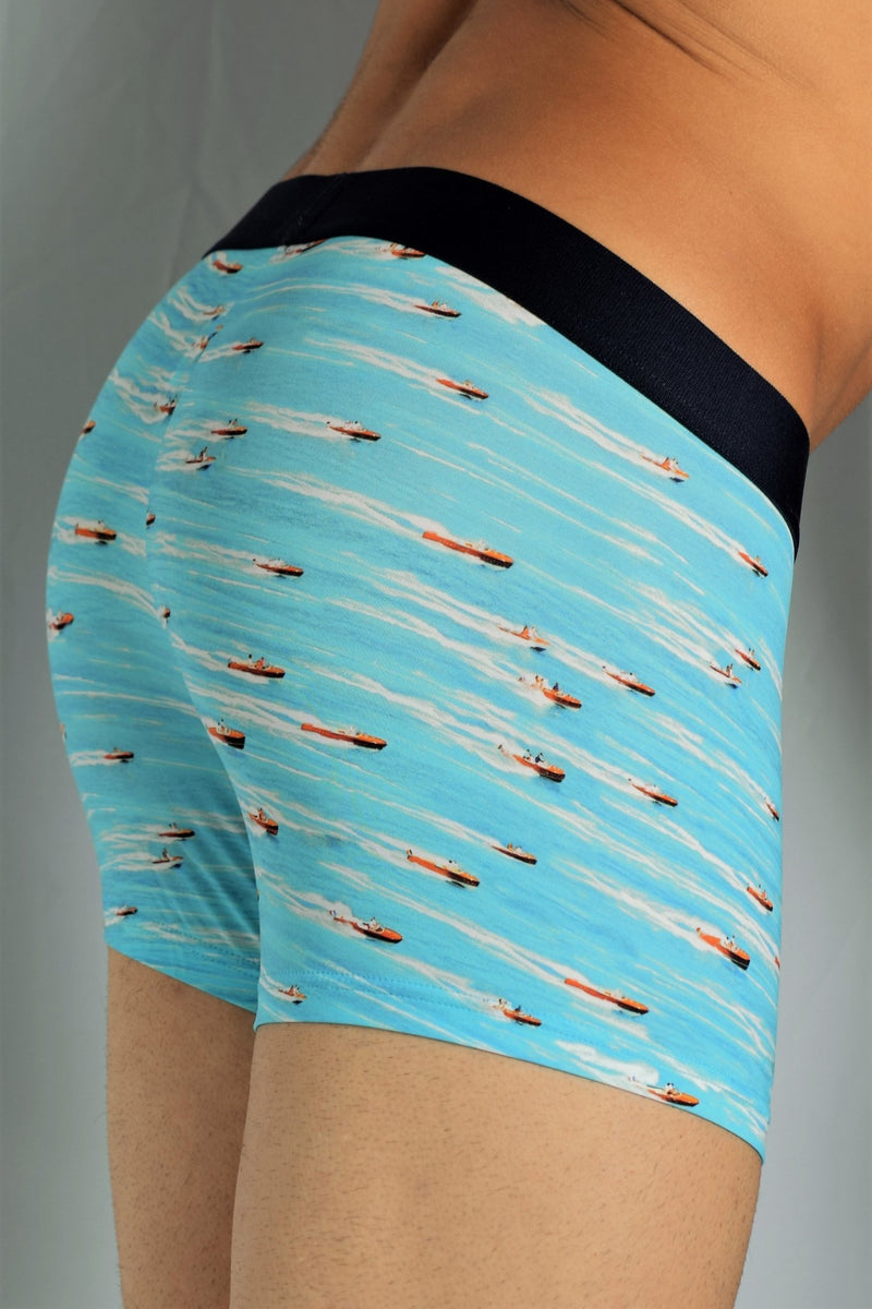 MEDIUM HOM Boxer Homme GEORGE Turquoise 1 - SexyMenUnderwear.com