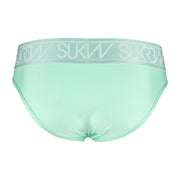 MEDIUM Jacquard Brief SUKREW Branded Classic Brief Silky Breathable Mint Stretch 5 - SexyMenUnderwear.com