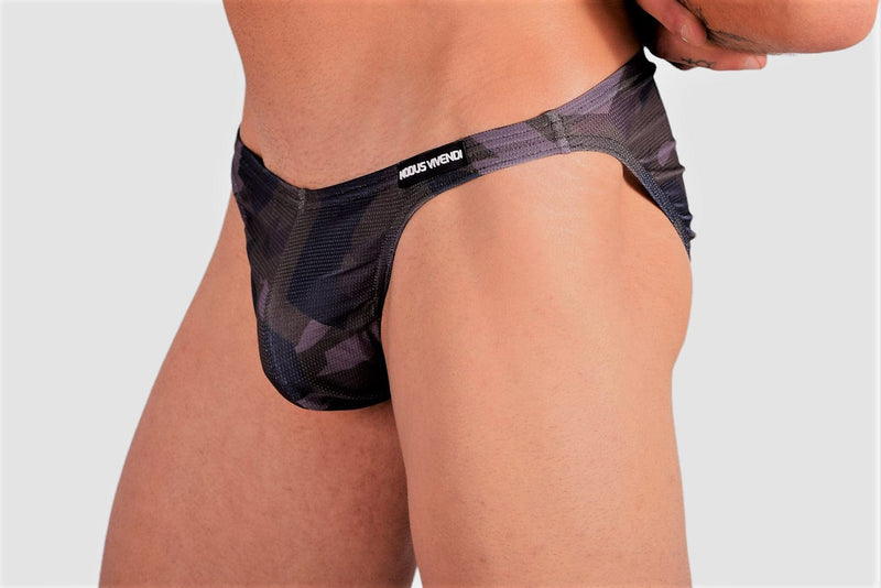 MEDIUM Modus Vivendi Swimwear Camo Low Cut Swim-Brief Khaki S1711 17 - SexyMenUnderwear.com