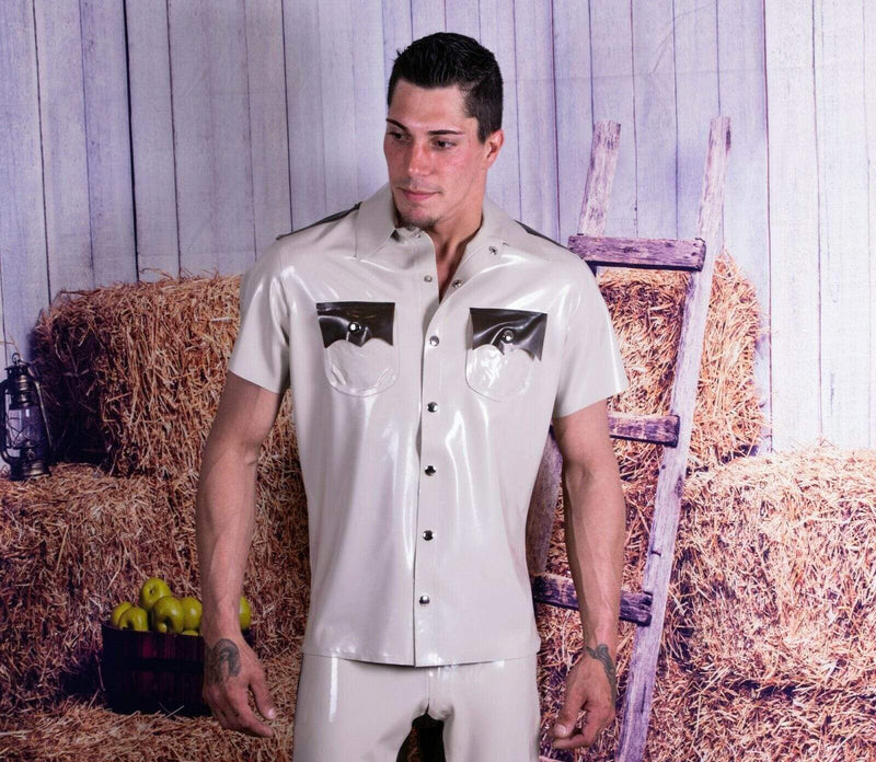 MEDIUM Police Uniform Fetish Mens Rubber Latex Suits Polymorphe Canada - SexyMenUnderwear.com