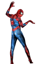 Men Spiderman Blue Jumpsuit Delux Cosplay Costume 3102  1