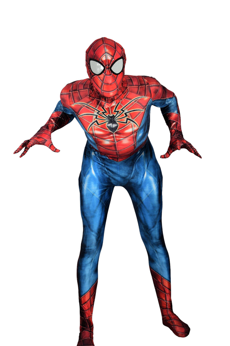 Men Spiderman Blue Jumpsuit Delux Cosplay Costume 3102  1