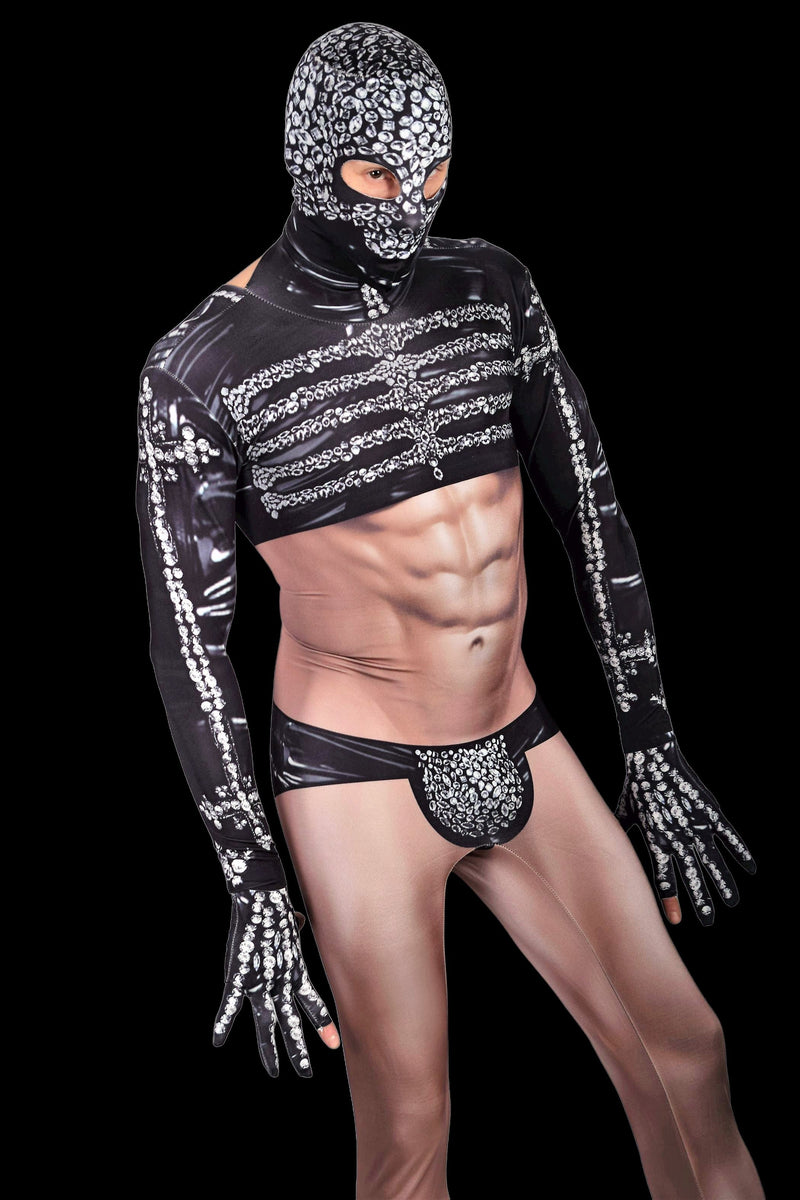 Men Stretchy Body Suit Hood and Touchscreen friendly gloves S/M 3106 2