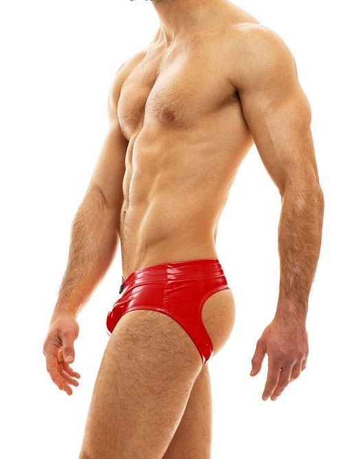 MODUS VIVENDI Bottomless Viral Vinyl Combo Jockstrap Red 08014 - SexyMenUnderwear.com