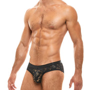 Modus Vivendi Brief Floral Lace Classic Semitransparent Briefs Black 04113 48 - SexyMenUnderwear.com