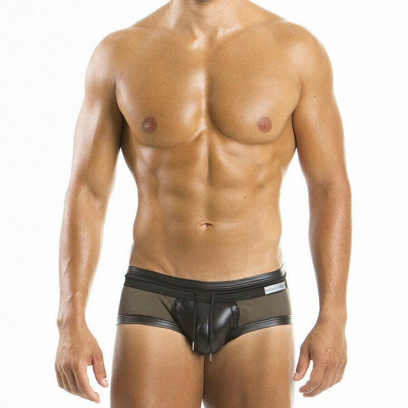 Modus Vivendi Brief Military Leather-Look Briefs Army Khaki 08511 24 - SexyMenUnderwear.com