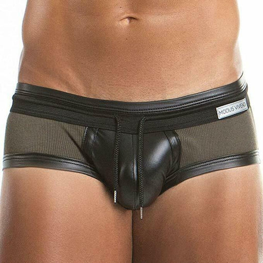 Modus Vivendi Brief Military Leather-Look Briefs Army Khaki 08511 24 - SexyMenUnderwear.com