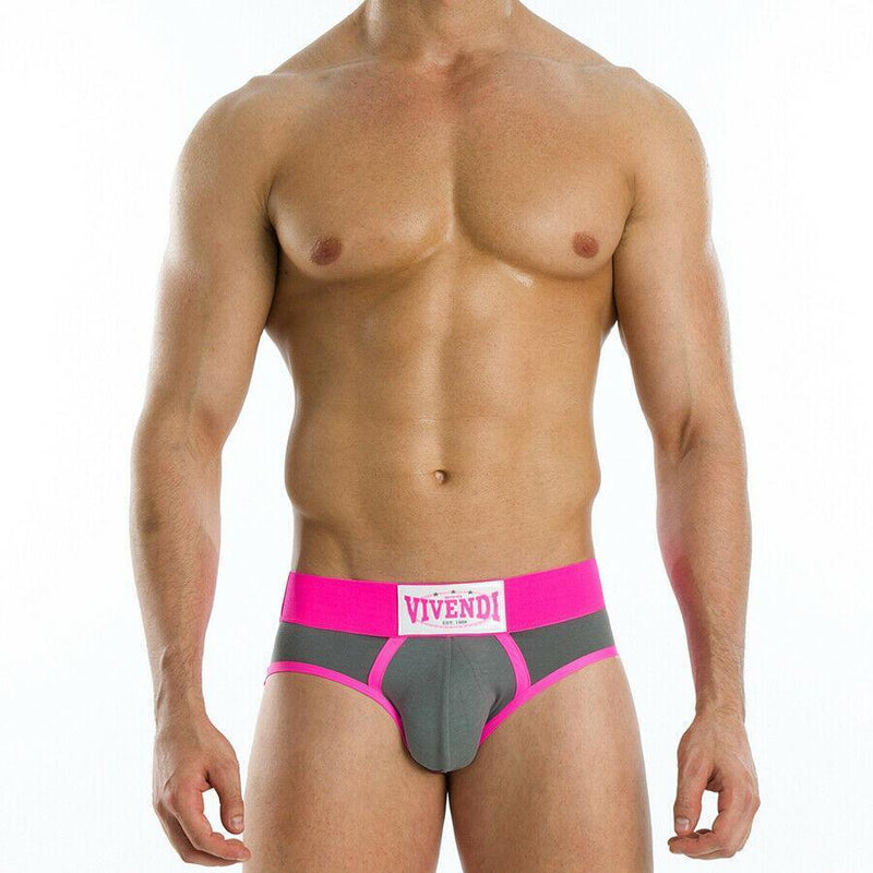 Modus Vivendi Brief Neon Boxer Briefs Slip Soft Cotton Grey 03612 37 - SexyMenUnderwear.com