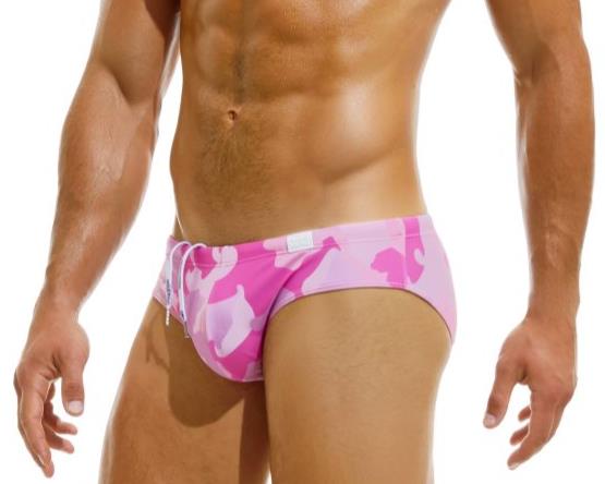 Modus Vivendi Classic Swimwear Unique Camo Print Swim-Briefs Watermelon DS2214 - SexyMenUnderwear.com