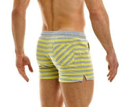 Modus Vivendi Exclusive Short Slim Fit Drawstrings Yellow Striped Shorts 23221 - SexyMenUnderwear.com