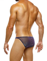Modus Vivendi Knight Iris Low-Cut Brief Shinny Iridescent Snake Print Blue 05212 - SexyMenUnderwear.com