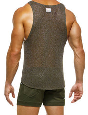Modus Vivendi Knight Tanktop Tight Fit Tank Metallic Yarns Khaki 05231 42 - SexyMenUnderwear.com
