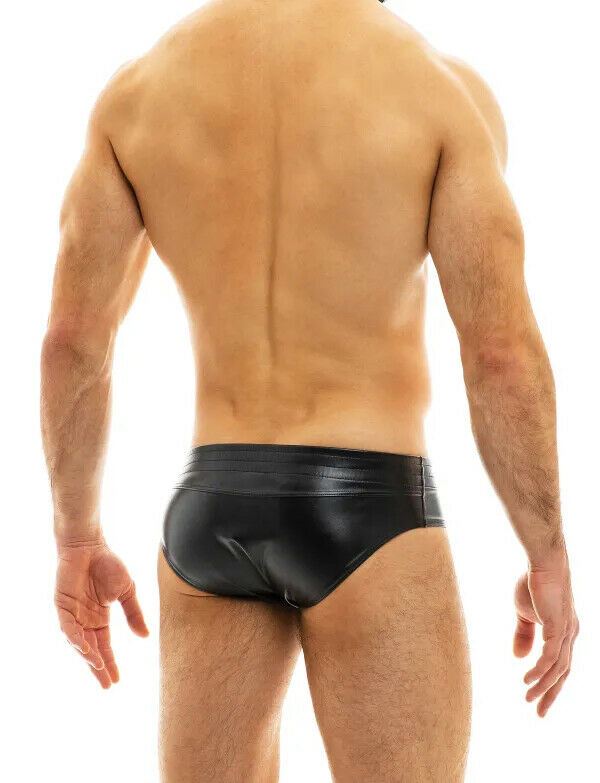 MODUS VIVENDI Leather-Look Brief Tight Fit Black 20515 15 - SexyMenUnderwear.com