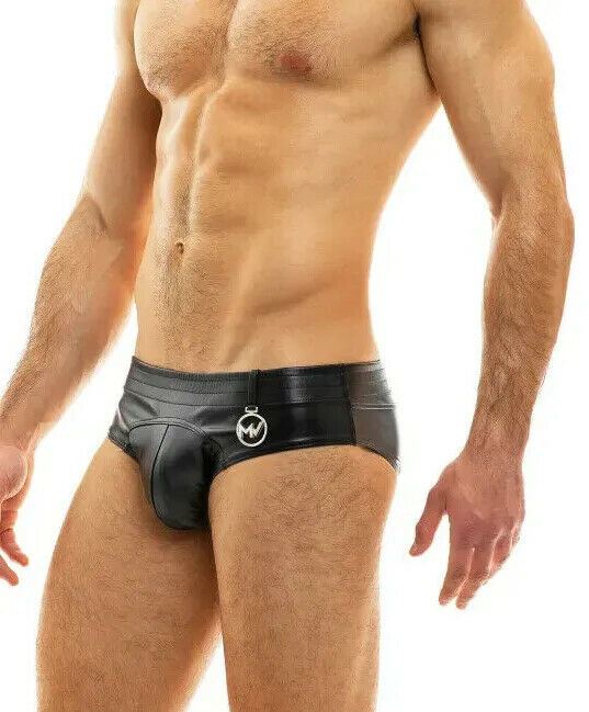 MODUS VIVENDI Leather-Look Brief Tight Fit Black 20515 15 - SexyMenUnderwear.com