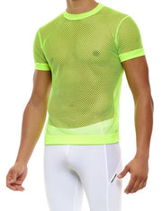Modus Vivendi Mesh T-Shirt C-Through Muscle Fit Neon Yellow Shirt 08033 - SexyMenUnderwear.com