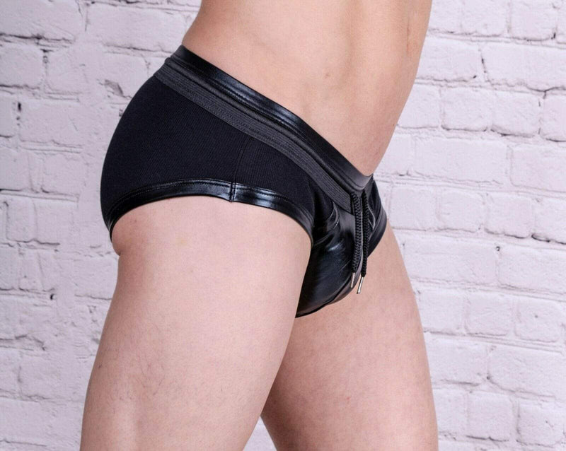 Modus Vivendi Modus Vivendi Brief Military Leather-Look Stretchy Briefs Black 08511 44A