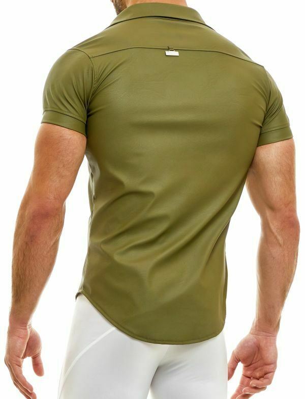 Modus Vivendi Muscle Shirt Faux Leather Legacy Line Filam Pelle Khaki 11141 56 - SexyMenUnderwear.com