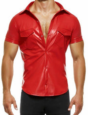 Modus Vivendi Muscle T-Shirt Faux Leather Legacy Line Filam Pelle Red 11141 56 - SexyMenUnderwear.com