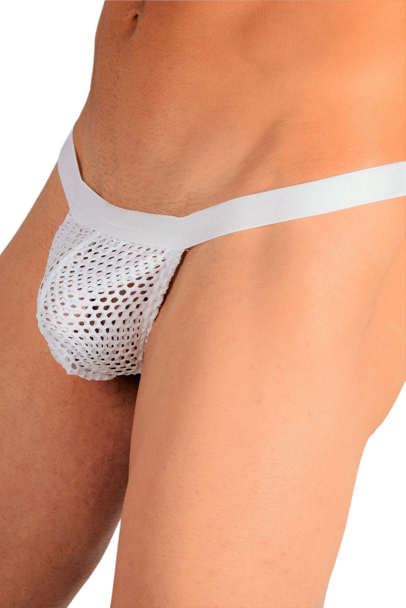 Modus Vivendi Net Trap Mesh Thong Semi-Transparent Perforated White 06114 49 - SexyMenUnderwear.com