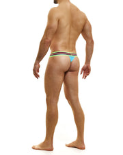 Modus Vivendi Peace Thong Low-Rise Eco Ribbed Cotton Thongs Aqua 04015 74 - SexyMenUnderwear.com