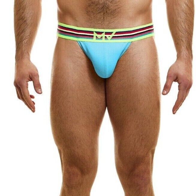 Modus Vivendi Peace Thong Low-Rise Eco Ribbed Cotton Thongs Aqua 04015 74 - SexyMenUnderwear.com