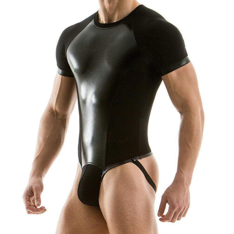 Modus Vivendi Shirt Latex-Look T-Shirt Singlet BodySuit 11282 11 - SexyMenUnderwear.com