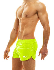 Modus Vivendi Short Viral Vinyl Glossy Shiny Shorts Yellow Neon 08061 30 - SexyMenUnderwear.com
