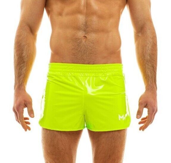 Modus Vivendi Short Viral Vinyl Glossy Shiny Shorts Yellow Neon 08061 30 - SexyMenUnderwear.com
