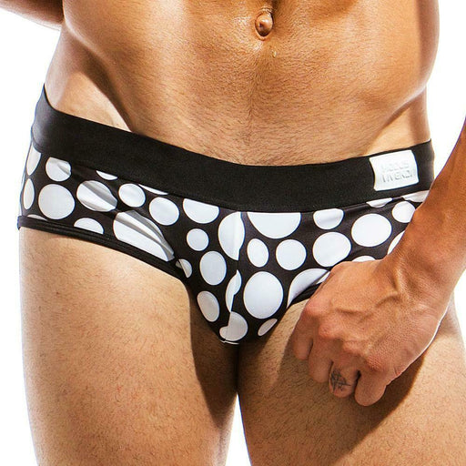 Modus Vivendi Swim-Brief Polkadot Swimwear Double Ply Pouch Black Ks1812 19 - SexyMenUnderwear.com