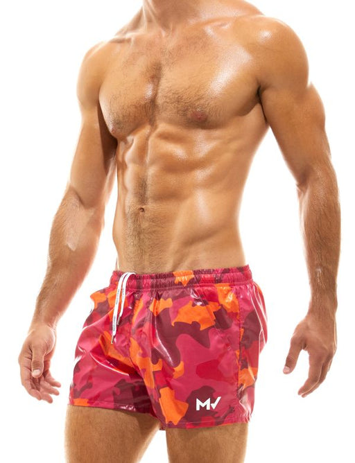 Modus Vivendi Swim Short Woven Fast-Dry Swimwear Camo Red GS2132 77 - SexyMenUnderwear.com