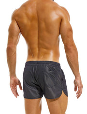 Modus Vivendi Swimwear Dark Jogging Cut Woven Swim-Shorts Mesh Silver GS2231 - SexyMenUnderwear.com