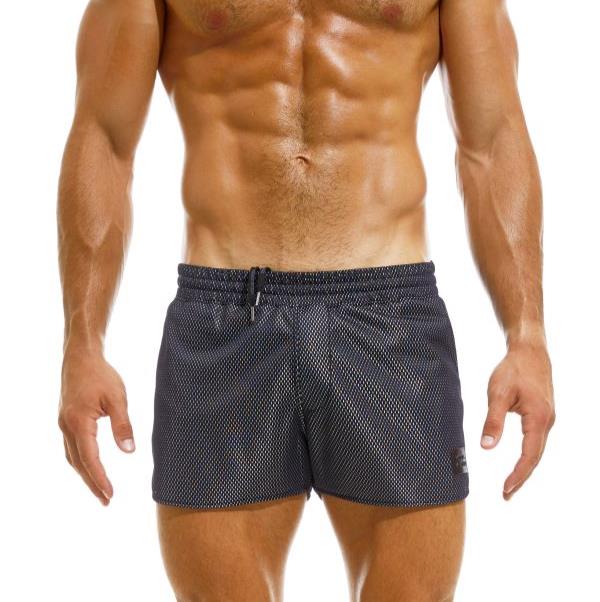 Modus Vivendi Swimwear Dark Jogging Cut Woven Swim-Shorts Mesh Silver GS2231 - SexyMenUnderwear.com