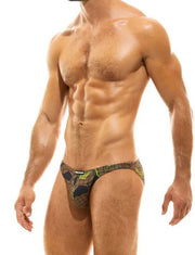 Modus Vivendi Swimwear Trapped Low Cut Swim-Brief Camo Khaki BS2211 3A - SexyMenUnderwear.com