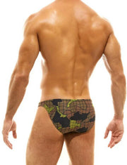 Modus Vivendi Swimwear Trapped Low Cut Swim-Brief Camo Khaki BS2211 3A - SexyMenUnderwear.com
