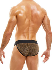 Modus Vivendi Tanga Brief King Cheetah Jaquard Knitted Briefs Rose Gold 13114 26 - SexyMenUnderwear.com