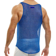 Modus Vivendi Tank Mesh Knitted Luxury Yarns Armor Tank Top Blue 01031 54 - SexyMenUnderwear.com