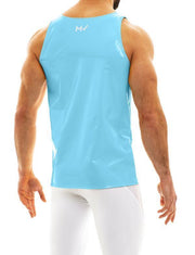 Modus Vivendi Tank Top Viral Vinyl Glossy Shiny Finish Tank in Light Blue 08031 43 - SexyMenUnderwear.com