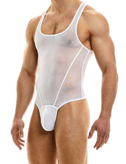 Modus Vivendi Thong Sheer Bodysuit Muslin Transparent One Piece White 36 - SexyMenUnderwear.com
