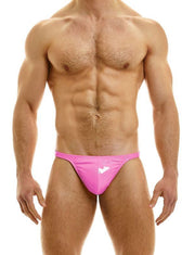 MODUS VIVENDI Viral Vinyl Thongs With Roomy Pouch Shiny Neon Pink 08016 - SexyMenUnderwear.com