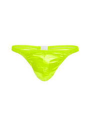 MODUS VIVENDI Viral Vinyl Thongs With Roomy Pouch Shiny Neon Yellow 08016 - SexyMenUnderwear.com