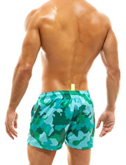 Modus Vivendi Woven Swim Shorts Full-Lining Recycled Swimwear Green Camo GS2132 - SexyMenUnderwear.com