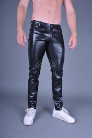 MR. RIEGILLIO 5-Pockets Leather Pants Tapered Fit Vegan Faux Leather All Black 6 - SexyMenUnderwear.com